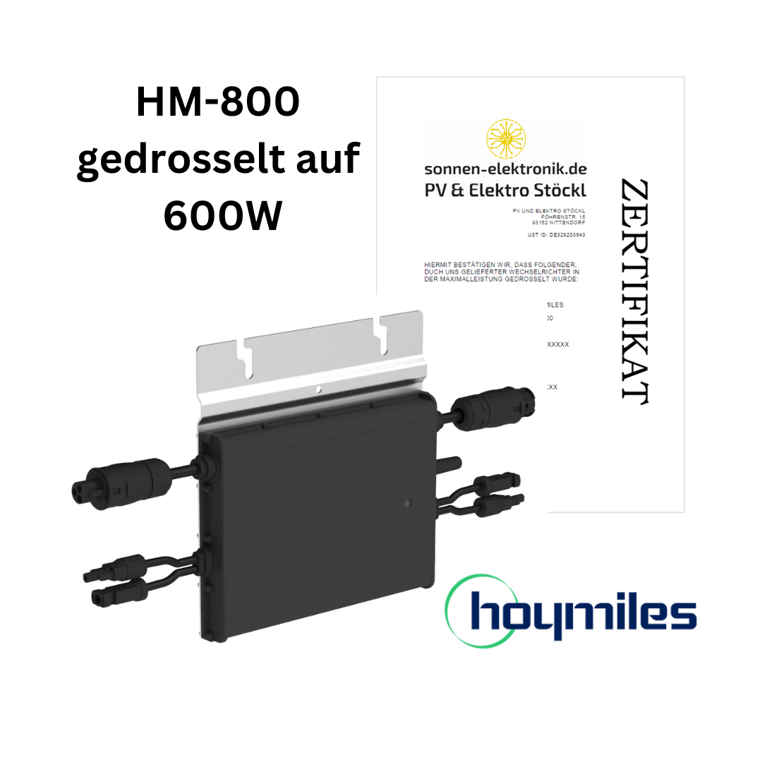 HM800 mit 600WBegrenzung und Zertifikat; Hoymiles Mikrowechselrichter PW10028